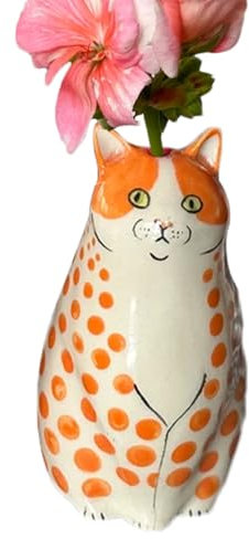 Katzenvase mit Punkten, Vase in Katzenform mit Punkten, Harzvase mit einzigartigen Punkten, Blumenständer für Katzenliebhaber, Katzenvase zur Dekoration von
