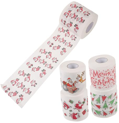 COLLBATH Kreative Weihnachtsservietten Mit Weihnachtsmannmotiv 5 Rollen Papierhandtücher Für Partydekorationen