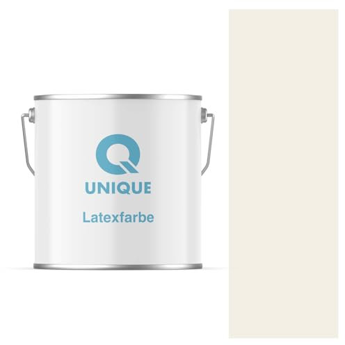 Q UNIQUE Latexfarbe 5L (ca.35m2) Weiß-beige Innenfarbe Wandfarbe Deckenfarbe Klasse 3 Mattfarbe Scheuerfest Hohe Deckkraft