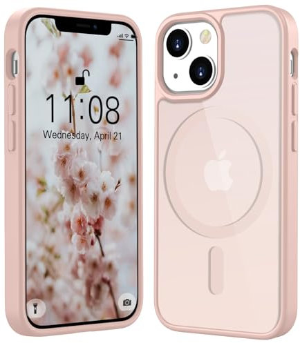 ORDA Magnetic Case for iPhone 13 mini Case Compatible with MagSafe,Military Shockproof Ultra Slim Translucent Matte Cover for iPhone 13 mini Phone case Scratch & Fingerprint Resistant -5.4 Pink