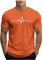 UHouse Tee Shirt Homme Sport Tshirt à Manches Courtes T-Shirts Ete Imprimé Teeshirt Col Rond Haut D'Été Streetwear Grande Taille Fin Cut Top Coton Délavé Habit Prime Orange 3XL