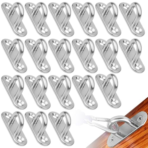 20 Pcs M5 Crochet Plafond en Acier Inoxydable 304, Plaque Œillet Métal Forme U, Crochets Fixation Montage Mural, Pontet Inox Muraux pour Suspendre Lustres, Hamac, Yoga, Gréement, Accessoires de Bateau