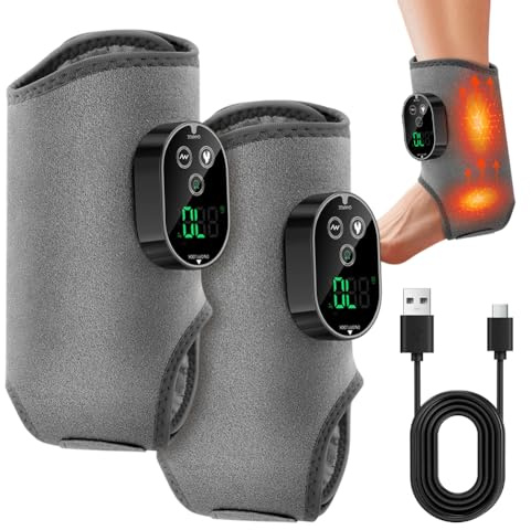Fussmassagegerät Elektrisch,3-In-1-Fußmassager,2 Stück Foot Massager Kabellos,Portable Cordless Ankle Massagers, 6 Heizstufen＆3 Vibration, Timer für Schmerzlinderung und Tiefenentspannung
