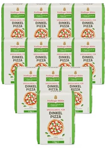 Bielmeier Frießinger Mühle Spezialmehl für Dinkel‑Pizza 12×1 kg – Pizza Mehlmischung für luftige, aromatische Teige – ideal für Pinsa, Pizza, Fladenbrot & kreative Dinkel‑Backideen