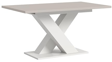 xonox.home – Esstisch Motion 150-190x76x90 cm in Kaschmir und Weiß Nachbildung – Ausziehbarer Tisch mit X-Fußgestell – elegant & vielseitig – fügt Sich ideal in jedes Moderne Einrichtungskonzept EIN