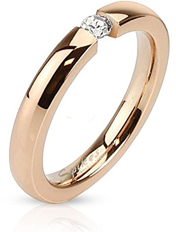 Paula & Fritz® Damen-Ring Verlobungs-Ring Freundschaftsring Herrenring Partnerring Edelstahl Chirurgenstahl 316L roségold 3mm breit Zirkonia Ringgrößen 47 (15) – 61 (19.5) R-M3098R_10_FBS