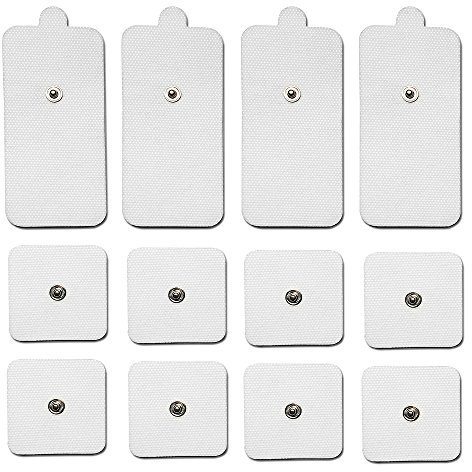 Elektroden-Pads, 10 Elektroden, zum Aufstecken, 3,5 mm, für TENS/EMS Digitale Therapie-Maschine, Muskelstimulator, Schmerzlinderung, Massagegerät, 8 x 2 x 4 x 5,1 x 10,2 cm, rechteckige Massagepads