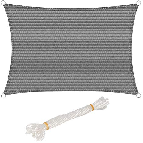 WOLTU Toldo Vela de Sombra Rectangular 4x5 m HDPE Transpirable Prevención Rayos UV Solar protección 85% Resistente y para Jardín, Patio, Exteriores Arena, Gris
