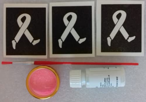 Set di tatuaggi con piedini da corsa con glitter e 30 stencil + glitter + colla Run for Life carity fundraising Cancer