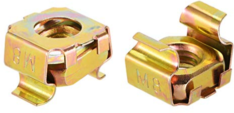 sourcing map M8 Cage Nuts for Server Rack Cabinet, Carbon Steel Yellow Zinc Plated, Pack of 20