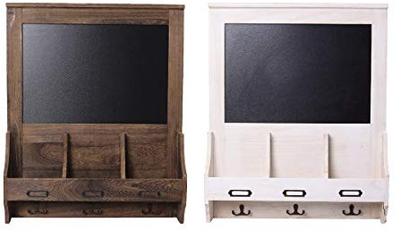 Tutoy Wood Chalkboard Blackboard Wall Memo Message Note Drawing Board Storage Chalk Holder with 3 Hooks - Coffee