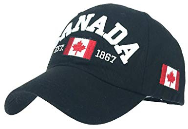 XibeiTrade Unisex-Baseballkappe mit Kanada-Flagge, Baumwolle, Ahornblatt, bestickt, für Herren und Damen, verstellbar, Schwarz, M