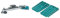 wolfcraft Hammer-Zugeisen 6945000 – Werkzeug zum Verlegen von Laminat und Parkett – 3-in-1-Funktion – Hammer, Schlagholz und Zugeisen in einem Produkt & 6946000 Universal-Keile, türkis, 30 Stück
