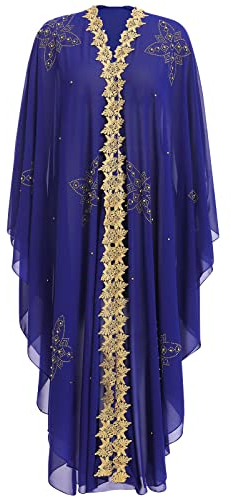 IWEMEK Damen Offene Vorderseite, lockere Passform, Fledermausärmel, lange Ärmel, Abaya, Dubai, Kaftan, türkisch, muslimisch, Hijab, Chiffon, Kapuze, afrikanisches Abendkleid, Heißbohren, Maxi-Kimono,