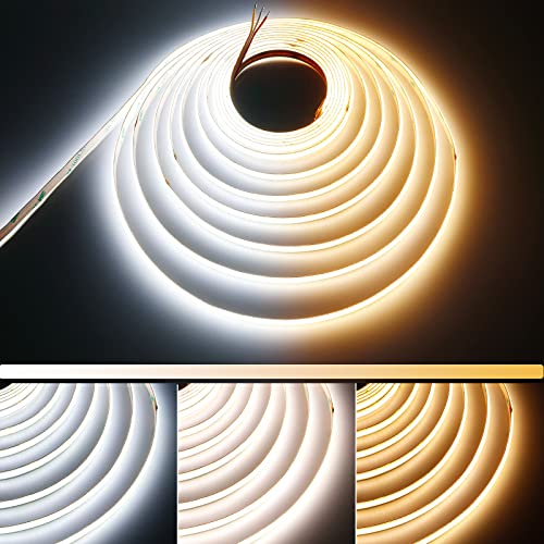 GOMING CCT Weiß Abstimmbare 24V COB LED Streifen 2700K-6500K 5M LED Strip 624LED/M CRI 93+ Nicht Wasserdicht IP20 LED Band für Küche Wohnkultur(CCT Controller und Netzteil Nicht Enthalten)