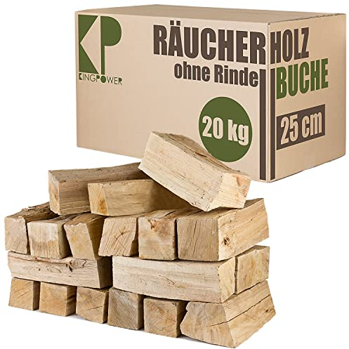 Smoker Holz Buche Räucherholz Brennholz 20 kg Buchenholz ohne Rinde 25 cm Kaminholz Smoke Feuerholz Grillen Wood BBQ Rauch Raeuchern Smokewood Kingpower