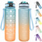 Invool Sports Water Bottle, 1 Litre Water Bottle with Straw & Time Markings, BPA Free, Leakproof & Secure Locking Lid, Tritan Plastic Drink Bottle for School/Cycling/Camping/Running(Blue Orange)