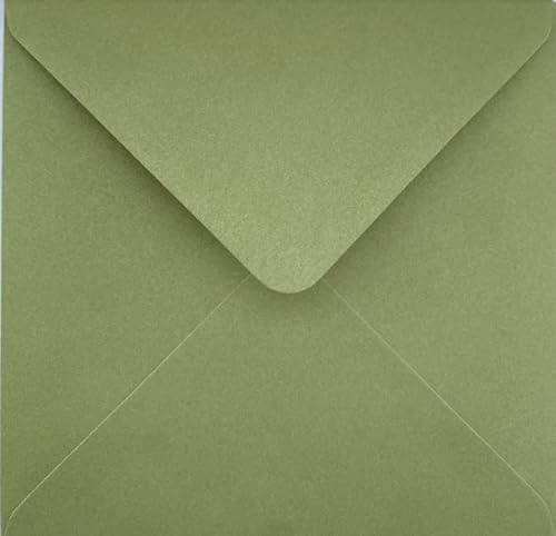 Quadratische Briefumschläge, 155 mm x 155 mm, für Grußkarten, Hochzeitseinladungen, Basteln, farbige Umschläge, 15 Stück, Olivgrün