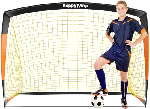 Happy Jump Fußballtor 3x2.2FT, 4x3FT, 5x3.6FT, 7x5FT Pop-Up Fußballtraining für den Garten (5x3.6 FT- Schwarz Orange) -1 PC