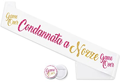 Fascia Addio al Nubilato e Spilla Condannata a Nozze - Gadget Accessori Giochi Scherzi Set Addio al Nubilato per Sposa Divertenti - Kit Team Bride to Be Amiche della Sposa Addio al Nubilato Originale