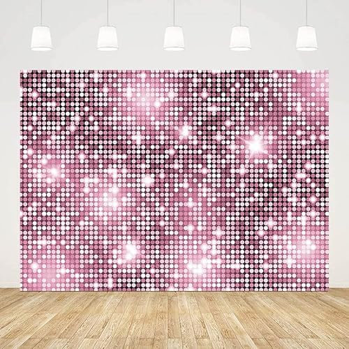 Pink Shimmer Sequin Wall Birthday Party Photography Background Decoration Background Background for Wedding Anniversary Photo Studio 300x200cm