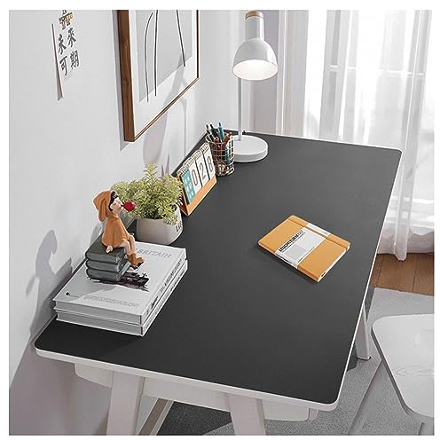 Groß Schreibtischmatte Leder Wasserdichte Schreibtischunterlage Kunstleder Warme Mauspad Schreibtisch Unterlage Abwischbar Tischmatte Schreibtisch Rutschfest Tischauflage Esstisch (80x120cm,Black)