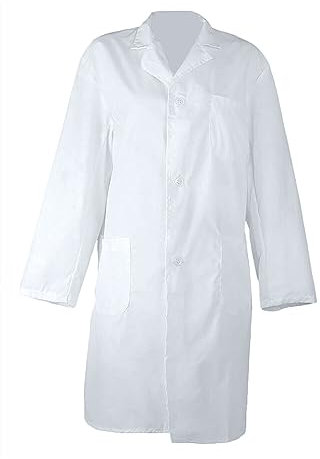 STEK White Lab Coat, Unisex Medical Cotton Coat Scientist Lab Coats with Pockets Protective Work Wear, Food Laboratory Coats for Doctors Science Students