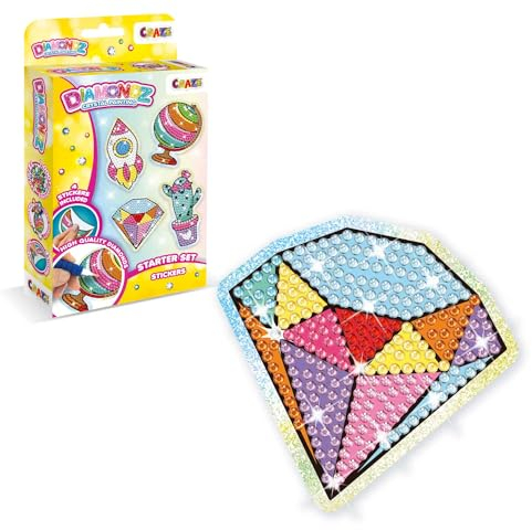 DIAMONDZ CRYSTAL PAINTING Set Stickers - Diamond Painting DIY Aufkleber Bastelset, 4 Sticker-Vorlage, Diamant Malerei Kinder & Erwachsene