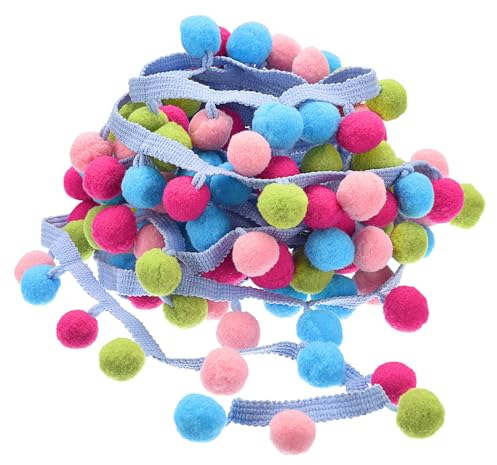 QUARKZMAN 2 Pom Pom Ball Fransenborte, Band Nähen DIY Bastelzubehör für Heimvorhang Kleidung Kissen Dekoration, Regenbogen