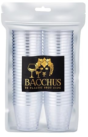 BACCHUS GlassWare Plastic Shot Glasses Set of 100 30ml Clear Reusable Sample Cups Great for Party Jager Bomb Shots Tasting Cup Dessert Jello Jelly Disposable Shots Glass