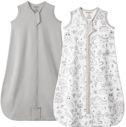 Mosebears Schlafsack Baby Sommer Schlafsack 0.5 Tog Babyschlafsack 100% Baumwolle atmungsaktiv Babyschlafsack (2pack-Grau, L(12-18 Months))