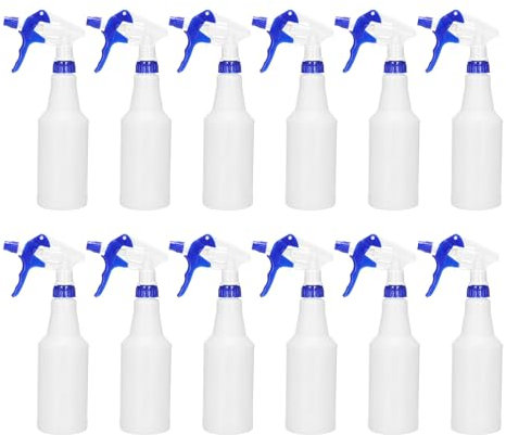 PATIKIL 500ml/16oz Plastic Spray Bottles, 12pcs Adjustable Nozzle Leak Proof Empty Water Mist Stream Sprayer for Cleaning Solutions Plants Hair, Blue