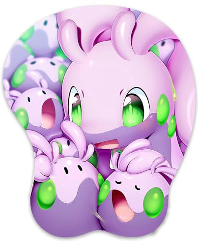 3D Mauspad mit Silikon Brüste Mousepad mit Handauflage. Anti Rutsch Anime Manga Maus Pad Handgelenkauflage für Büro (Goodra Goomies)