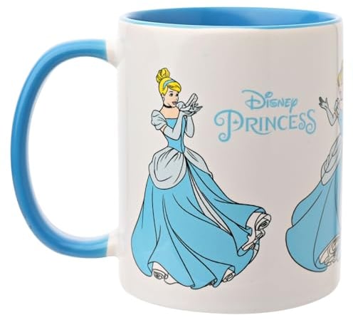Widdop and Co. - Disney Cinderella Mug - Blue/White Tea, Coffee Glazed Stoneware Drinking Cup - Officially Licensed Disney Merchendise (325ml / 11.4oz).