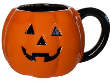 Horror-Shop Grinsende Halloween Kürbis Tasse mit schwarzem Henkel 500 ml