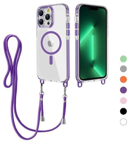FERLAN Crossbody Lanyard Case for iPhone 11 Pro Max with Strap, Necklace Mobile Phone Case with Mag-Safe Transparent TPU Acrylic Case Cover with Cord Adjustable Lanyard Protective Case -white