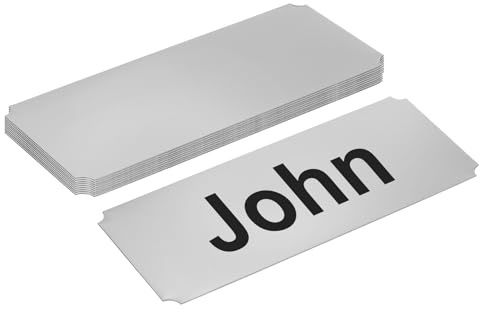 PATIKIL 6x2.5 Stainless Steel Laser Engraved Mount Metal Name Plate, 10 Pack Self Adhesive Sign Personalized Custom Blank Plate for DIY Laser Printing, Notched Corner Black