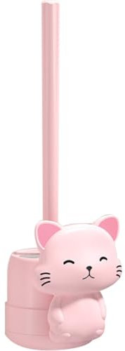 Toilet Brush and Holder Set for Bathroom, Cute Cat Toilet Brush Flexible Toilet Bowl Brush Head, Compact Size for Storage and Organization