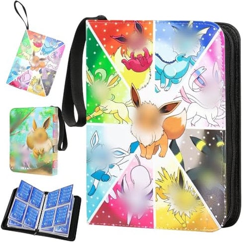 IXYHKB Trading Card Binder, 400 Pockets PU Trading Card Binder Folder, Portable Trading Card Albums with Removable Sleeves and Zipper, Collectible Trading Card Album Holder