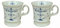 2er Set Porzellan Becher Indisch Blau - Klönbecher - Kapitänsbecher maritim Strohblume 350ml Kaffeebecher mit kl. optischen Fehlern