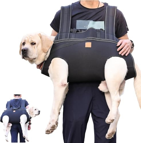 Hunderucksack für große Hunde, Tragehilfe Hund mit Griff, Ergonomisches Tragegeschirr Hund für Treppen, Auto, Gelenkverletzungen, Arthritis, Hundetragetasche für Rehabilitation & Outdoor (3XL)