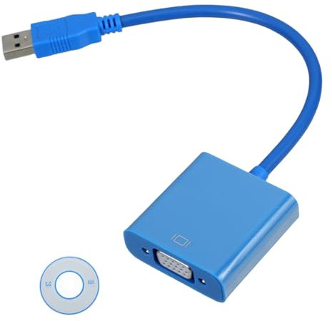 SHINEOFI USB 3.0 to VGA Adapter Cable for Monitors External Video Display Converter Blue Compatible Laptops and Tablets Instant Setup Design