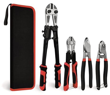 C&T 4-Piece Bolt Cutter Pliers Set with Carrying Bag, Cr-V