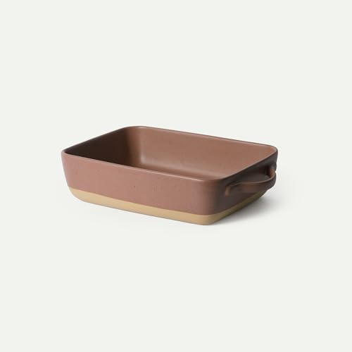 Mora Ceramic Baking Dish with Handles For Casserole, Lasagna, Gratin, Broiling, Roasting, and Baking. Large 9x13 in Pan, Extra Deep - Porcelain Serving Bakeware from Oven to Table. Freezer Safe - Terracotta
