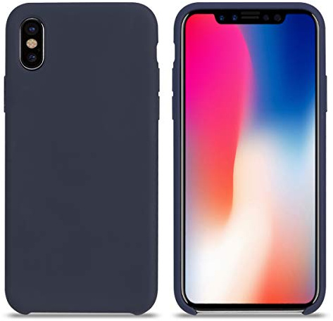 THBY Cover iPhone XS, Custodia Antiurto Gomma Gel Silicone Liquido con Fodera Tessile Microfibra Morbida Custodia Silicone iPhone XS Cover per Apple iPhone XS.(XS 5.8'', Mezzanotte Blu)