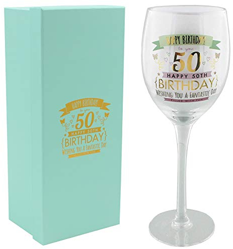 Vintage 50th Birthday Wine Flute Glass Gift Boxed 3955