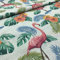 Kt KILOtela Gedruckt Canvas Dekostoff - Stück: 100 cm Länge x 280 cm Breite | Flamingos und Blumen - Pink, Grün, Blau, Weiß