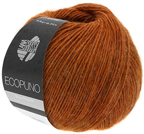 LANA GROSSA Ecopuno | Edle Netzgarnstruktur aus Baumwolle gefüllt mit Merino/Alpaka | Handstrickgarn aus 17% Schurwolle & 11% Alpaka Wolle | 50g Wolle zum Stricken & Häkeln | 215m Garn FB 49