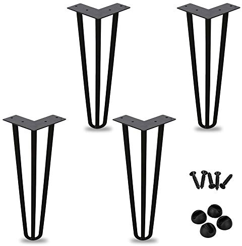 Einfeben 4 Hairpin Legs, robuste metallo piedini per mobili, gambe intercambiabili, tavolo e armadietti, tavolo da pranzo per tavolo da lavoro, 30 cm (12 pollici)