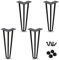 Einfeben - Lot de 4 pieds de table fins en épingles à cheveux - 3 entretoises - Pour armoire et table - Robustes - Pieds interchangeables - Pour table de travail, table à manger - 30 cm